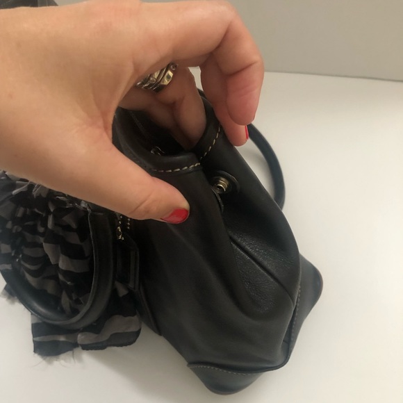 Coach purse black authentic with black and gray scarf - Picture 9 of 10